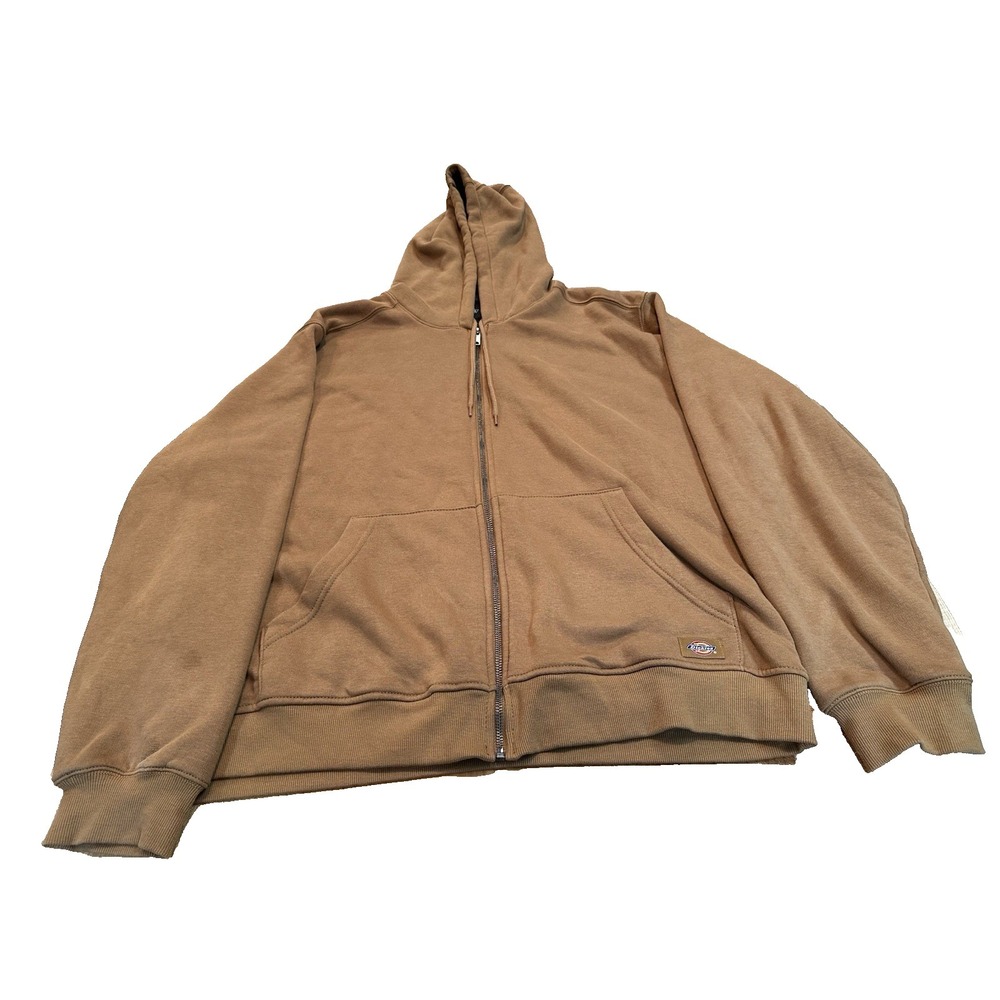 Dickies Mens Canvas Hoodie Flannel Quilt Lined Brown Y2K‎ Workwear Size XL